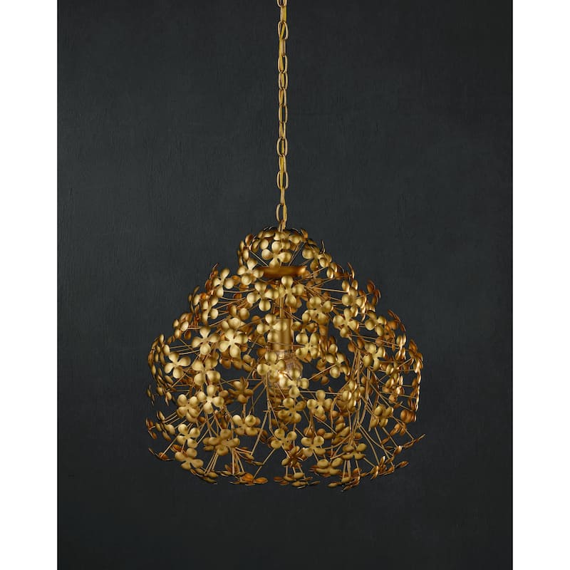 Currey & Company Cloverfield Gold Pendant - 20"h x 23"dia