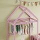 preview thumbnail 14 of 16, Wooden Twin Size Children's Bed with Detachable Headboard and Integrated Clothes Drying Rack