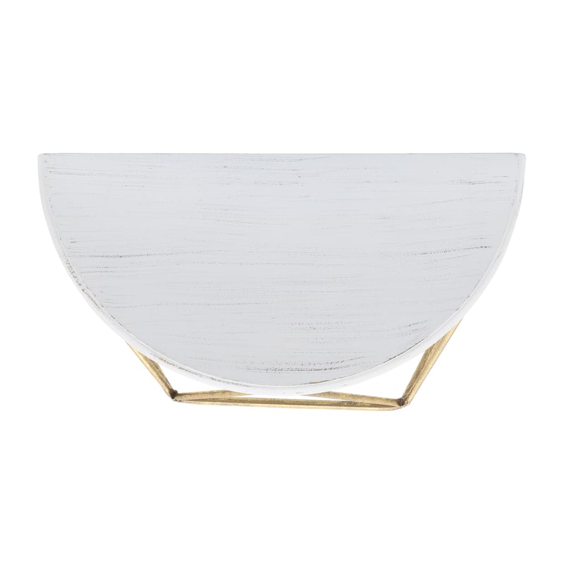 Wood Metal Geometric Demilune Wall Shelf - White, 16"