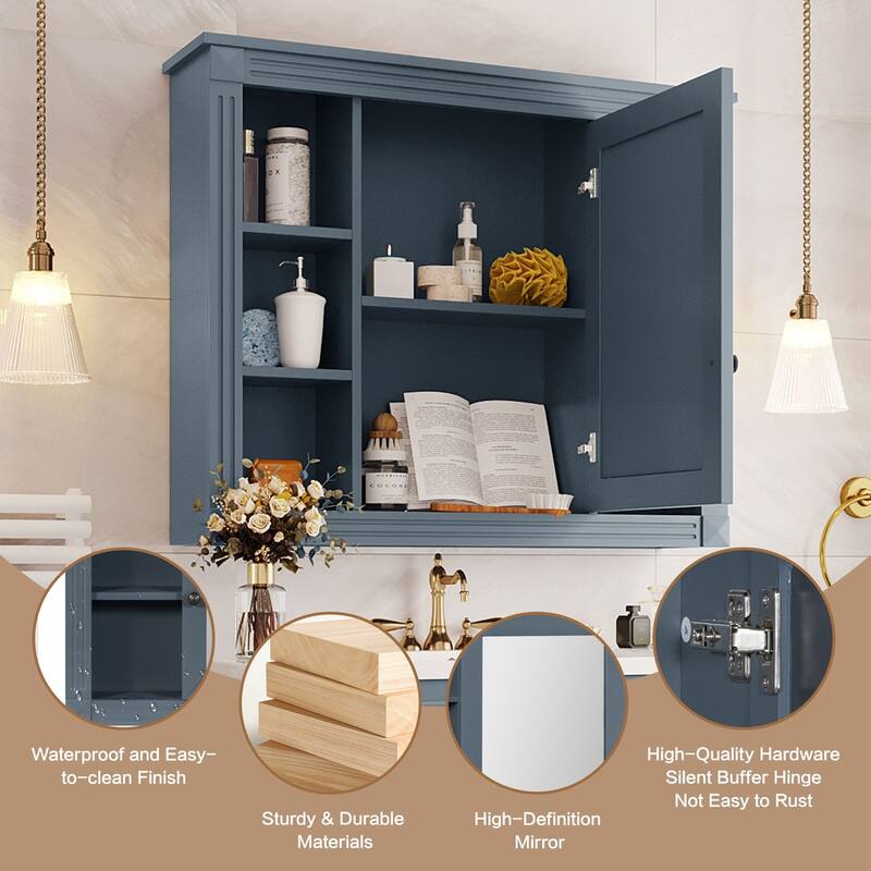 36'' Bathroom Vanity with Top Sink, Freestanding Vanity Set with Mirror Cabinet