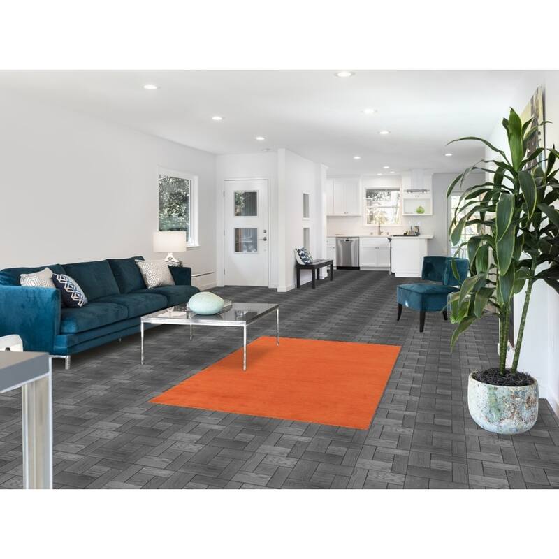 Orange Gabbeh Modern Rug Handmade Bedroom Solid Wool Carpet - 3'11" x 5'10"