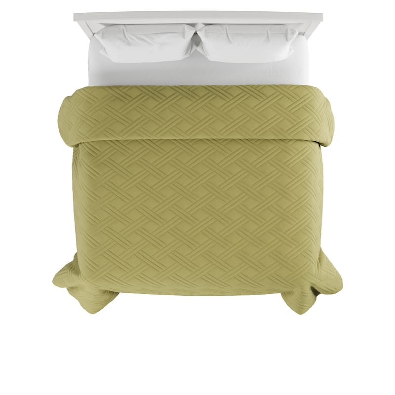 Quilt Coverlet - All-Season Washable Bedspread - Basket-Weave Polyester Bedding with Quilted Pattern by Windsor Home
