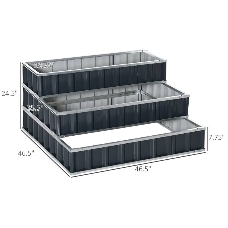 Modern Minimalist Garden Bed with Gloves, for Backyard Patio Grow Vegetables Herbs and Flowers, Grey - 8' x 10'