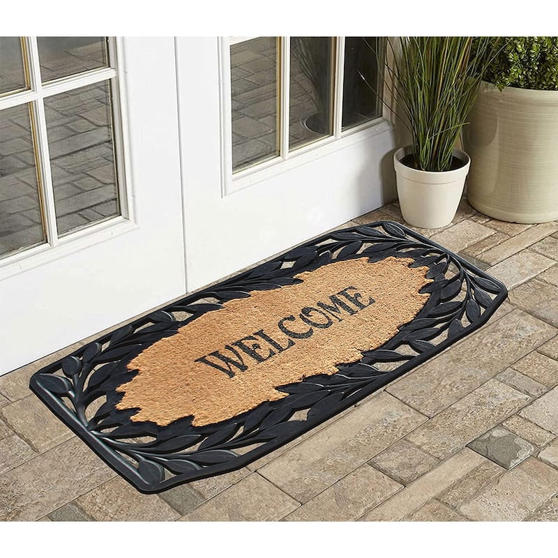 A1HC Rubber/ Coir Brush Welcome Doormat 23" X 38", Mesh Border