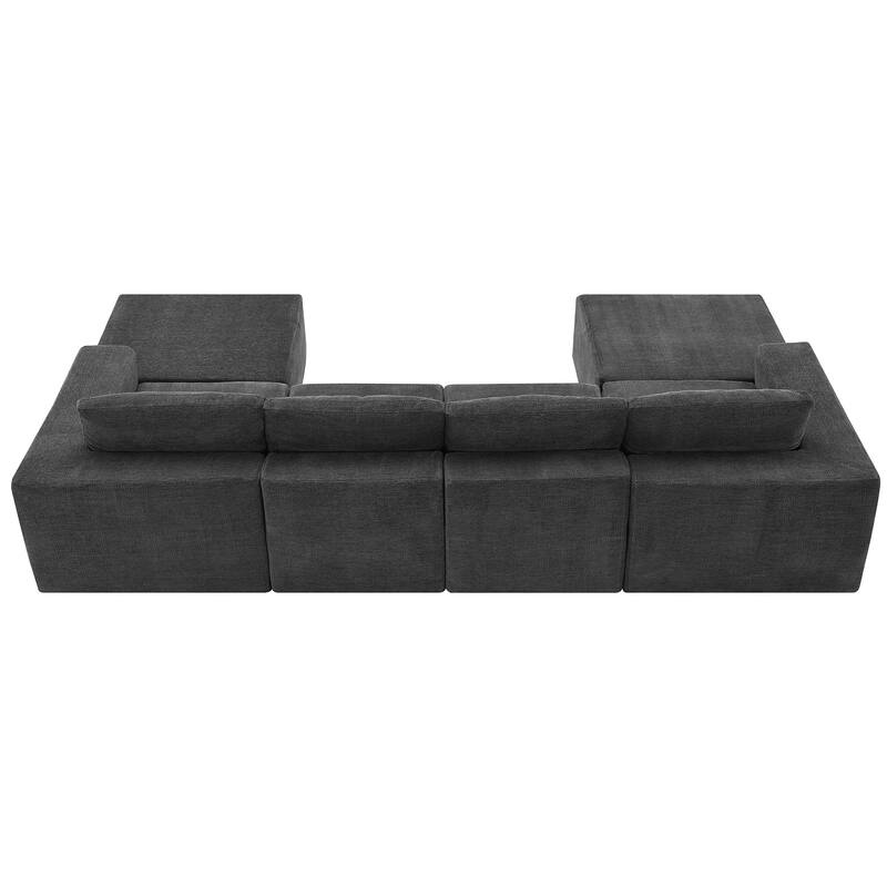 Modular U Shaped Sectional Sofa with Ottomans,Luxury Cloud Chenille Floor Couch with Deep Seat,No Assembly Required