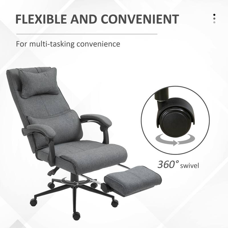 Reclining Office Chair with Headrest, Lumbar Support & Retractable Footrest Big & Tall Design