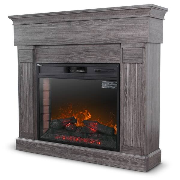 Shop Della 28 Electric Fireplace And Mantel Grey Large Heater