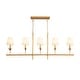 Mid-Century 5-Light Candle White Fabric Linear Island Pendant