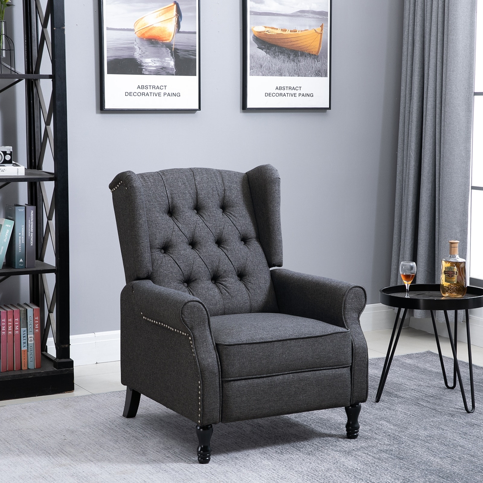 Modern Beige Fabric Recliner Sofa Living Room Home Theater Single Reclining Armchair with Adjustable Back and Padded Cushion for Living Room and Bedro