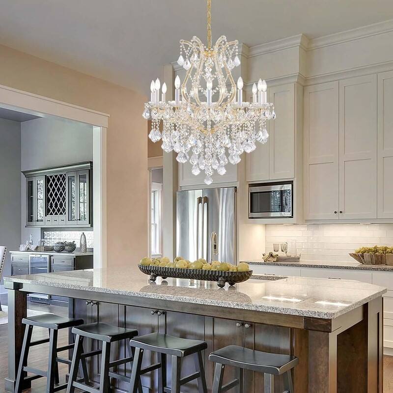KAYLA Large Crystal Chandelier-24-Light Chandelier Light Fixture Modern Maria Theresa Crystal Chandeliers