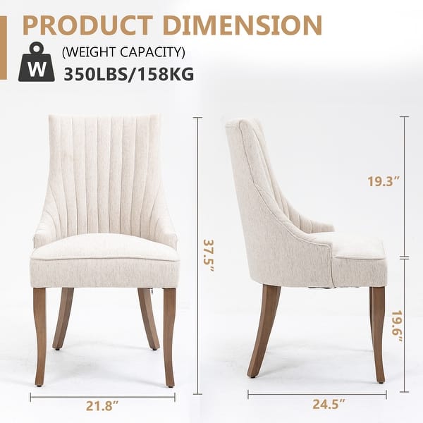 dimension image slide 0 of 5, Wingback Upholstered Dining Chairs Set of 2, Fabric Side Dining Room Chairs, Living Room Chairs for Home Kitchen