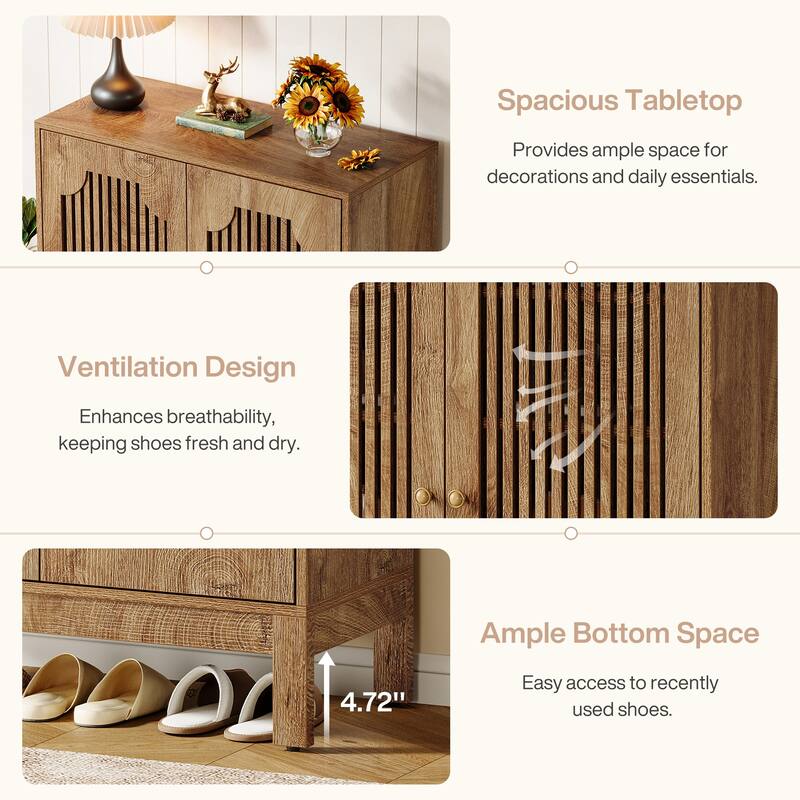 5-Tier Adjustable Shoe Cabinet with Doors for 20 Pairs