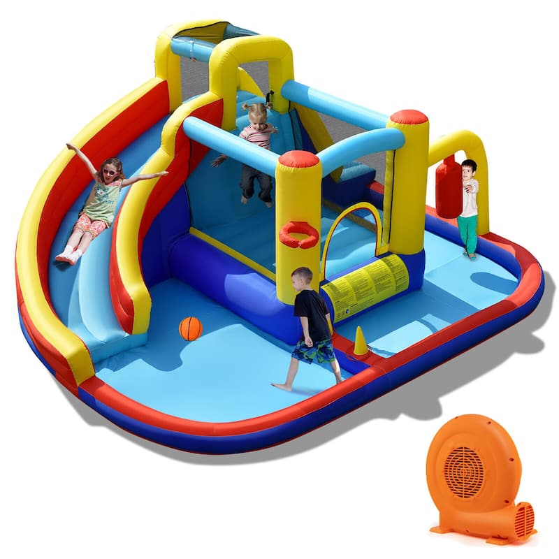 Gymax 7-in-1 Inflatable Water Slide Water Park Kids Bounce Castle With - Kids