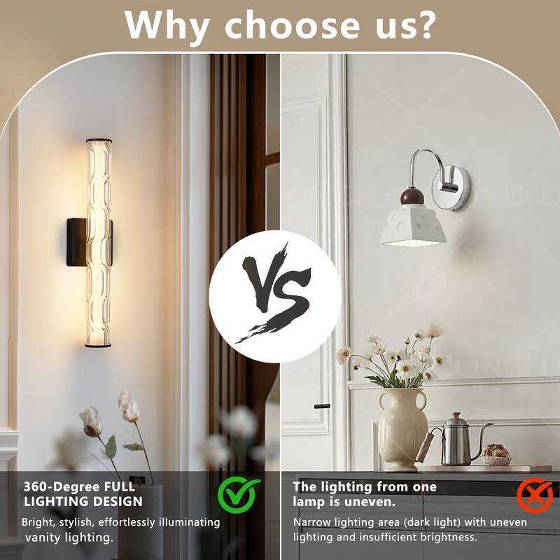 19.7-Inch Modern Black Wall Sconce Set of 2