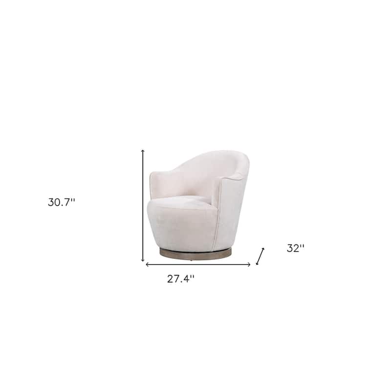 HomeRoots 27" Off White Fabric Swivel Barrel Chair - 27.4 in. x 30.7 in. x 32 in.