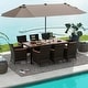preview thumbnail 48 of 53, Costway 11 PCS Patio Dining Set with 15ft Double-Sided Patio Umbrella Coffee