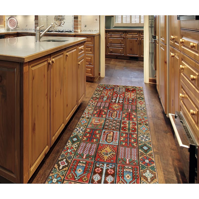 Fine Vintage Distressed Alula Red/Blue Runner - 3'2" x 9'8"