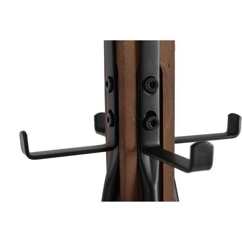 Reclaimed Wood and Metal Coat Rack with Hooks