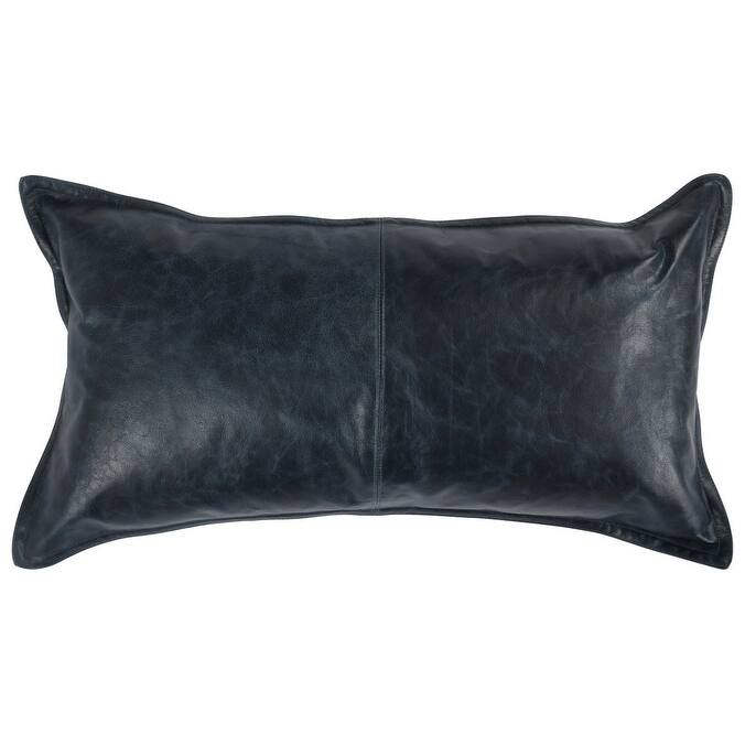 Cheyenne 100% Leather Throw Pillow By Kosas Home - 14x26 - Blue