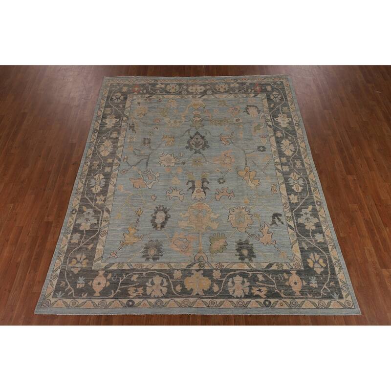 Vegetable Dye Oushak Area Rug Hand-Knotted Turkish Wool Carpet - 8'0"x 9'11"