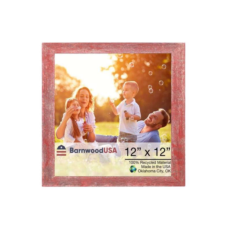 12" x 12" Rustic Farmhouse Red Wood Frame