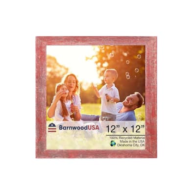 12" x 12" Rustic Farmhouse Red Wood Frame