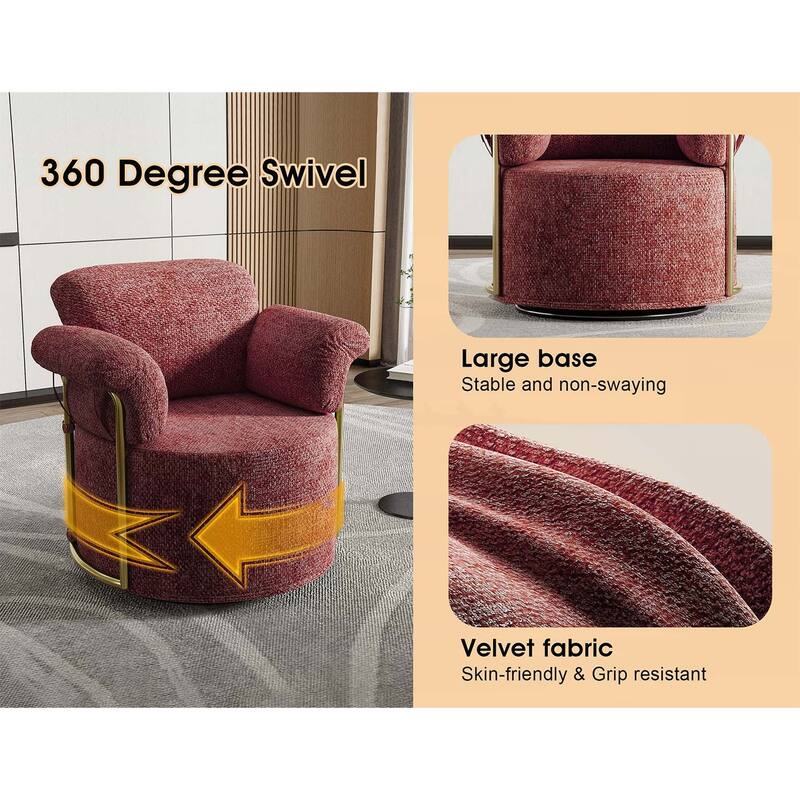 360 Degree Swivel Reading Chair with Gold Metal Legs,for Living Room,Bedroom,Office