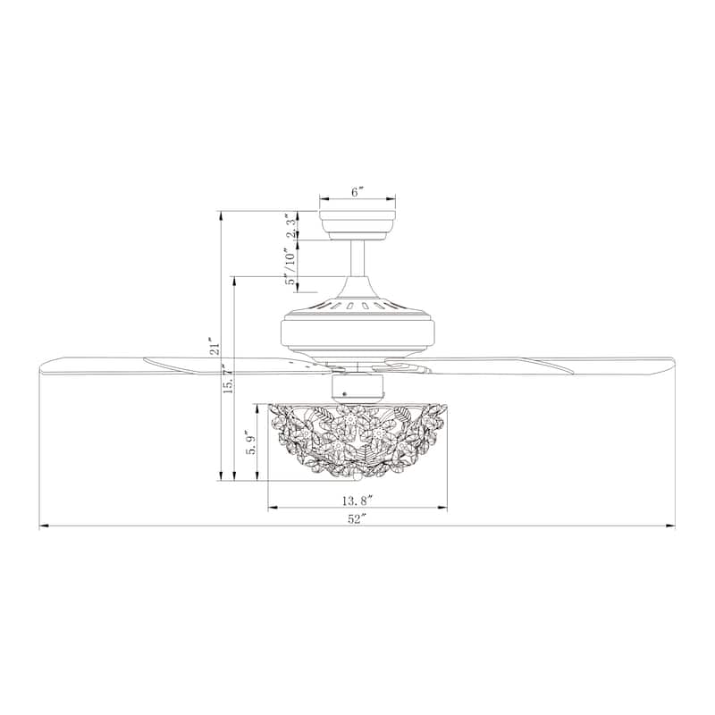 Praer Washed White 5-blade Lighted Ceiling Fan with Crystal Daisy Bouquet Shade