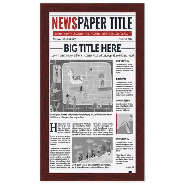 12x22 Newspaper Frame Solid Wood Matte Brown Finish Matches Any