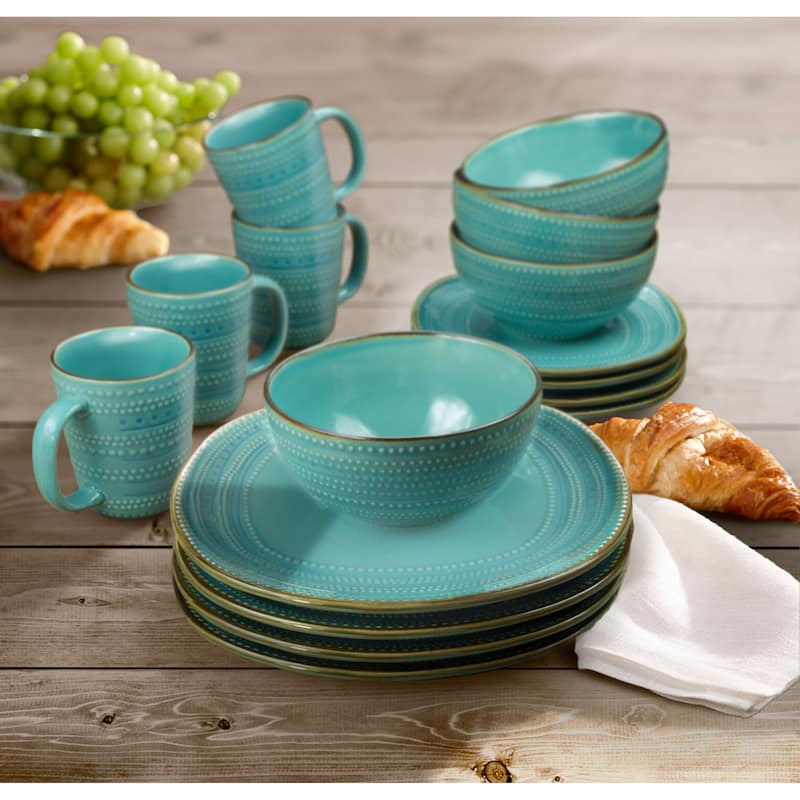 American Atelier Tallulah Blue Earthenware 16-piece Dinnerware Set