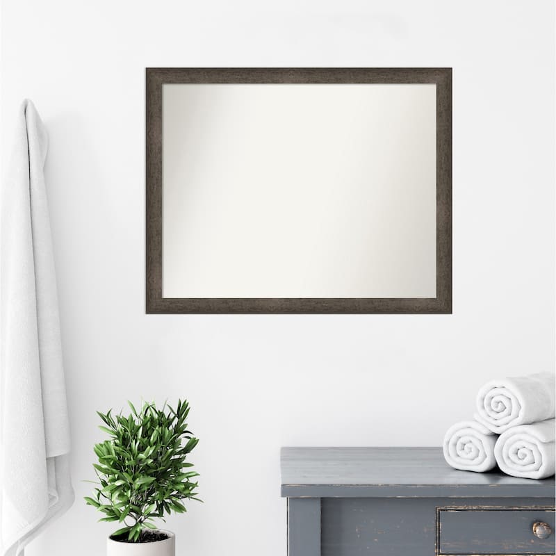 Dappled Narrow Non-Beveled Wood Framed Bathroom Vanity Wall Mirror