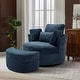 preview thumbnail 171 of 198, 41" W Oversized Accent Barrel Swivel Chair with Moon Storage Ottoman
