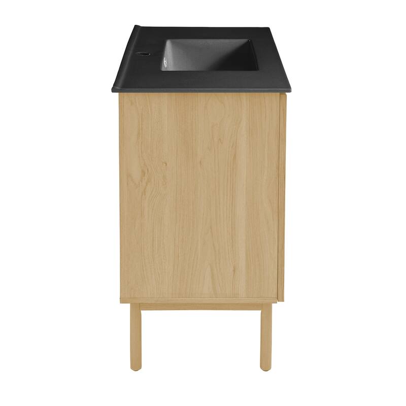Classe 36 In. Natual Oak Bathroom Vanity With Black Ceramic Sink Top