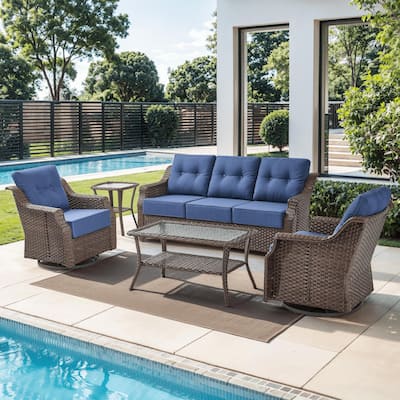 5PCS Outdoor Sofa Glider Chair with Table