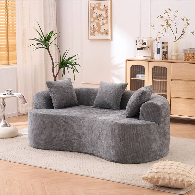 GDFStudio - Crescent-Shaped 67" Chenille Sofa with Self-Inflating Foam and Modular Design