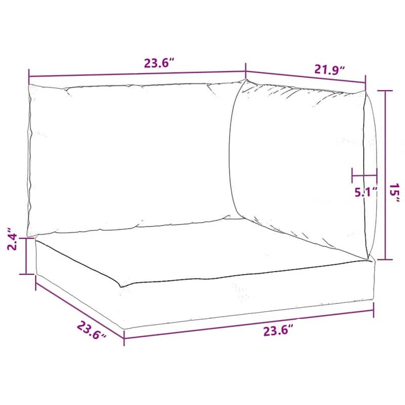 Paom Outdoor Cushion for Bench Set of 3, Plush Ivory Oxford Fabric