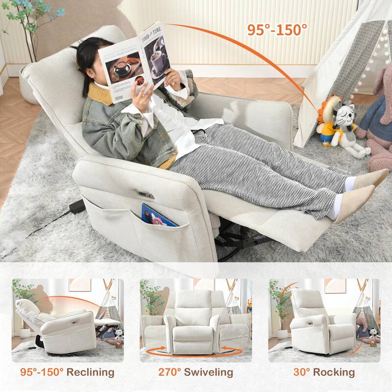 270° Power Swivel Rocker Recliner Chair for Adults, Swivel Rocking Recliner Chair, Electric Small Recliners for Small Spaces