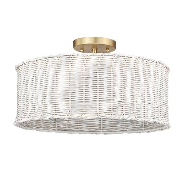 slide 2 of 4, Golden Lighting 1084-SF WW Erma 3 Light 16" Wide Semi-Flush Drum Brushed Champagne Bronze