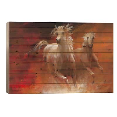 Wild Horses II Print On Wood by Willem Haenraets - Multi-Color