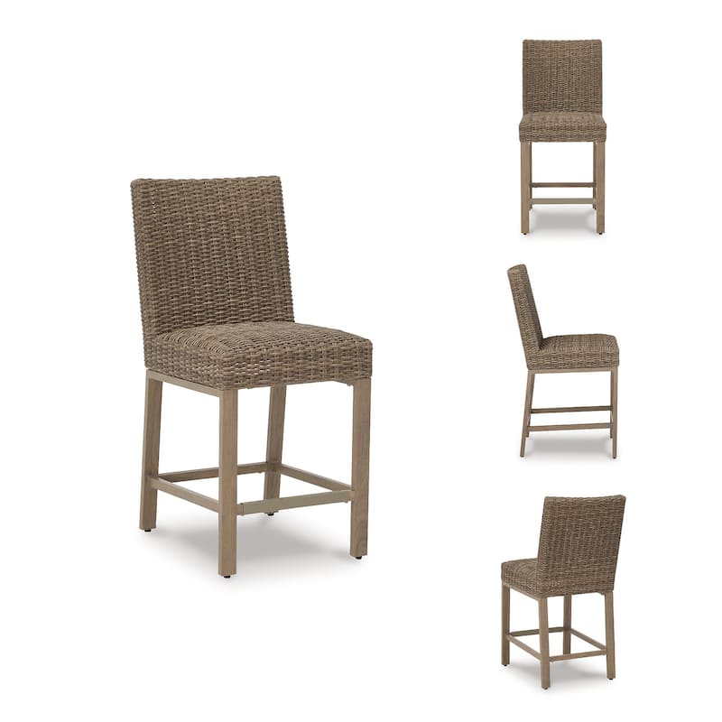 Signature Design by Ashley Walton Bridge Driftwood Outdoor Bar Stool (Set of 2) - 20.38" W x 26.88" D x 44.5" H