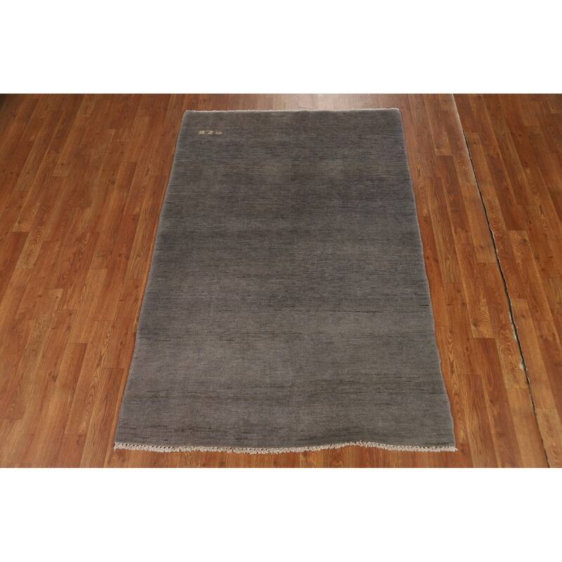 Gray Gabbeh Modern Rug Hand-Knotted Wool Carpet - 3'10"x 5'10"