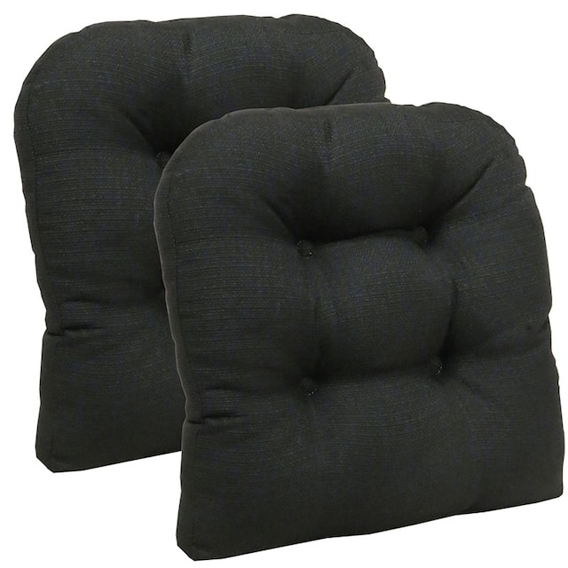 Gripper Non-Slip 17" x 17" Omega Tufted Chair Cushions, Set of 2 - Midnight