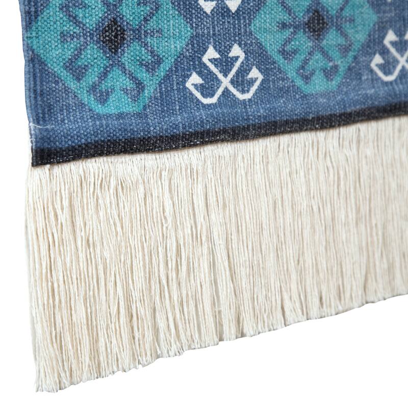 Sevita Bordered Boho Wall Hanging with Macrame Fringe
