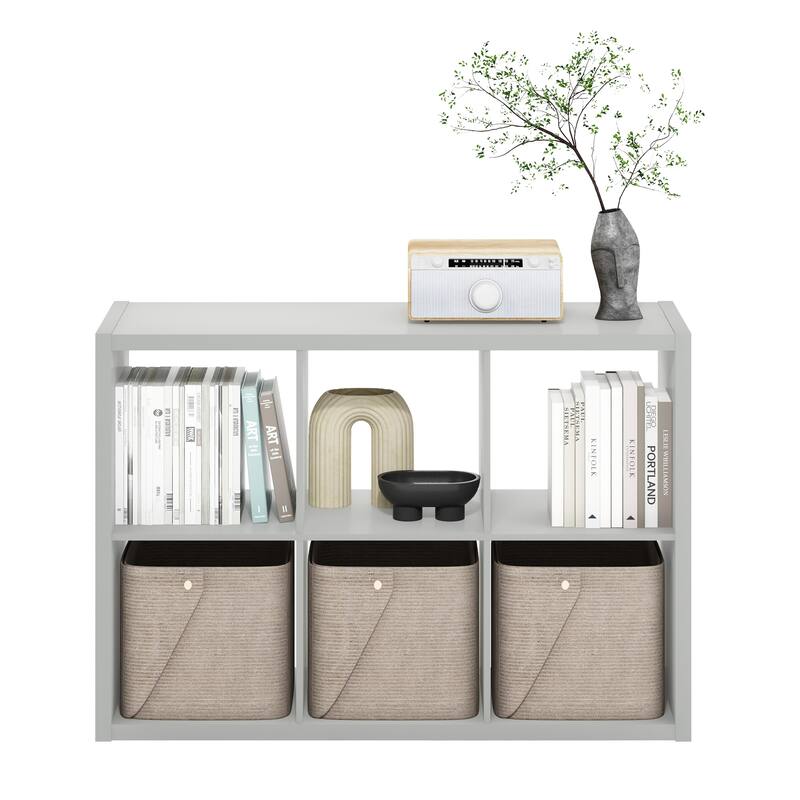Furinno Cubicle Open Back Decorative Cube Storage Organizer, 6-Cube