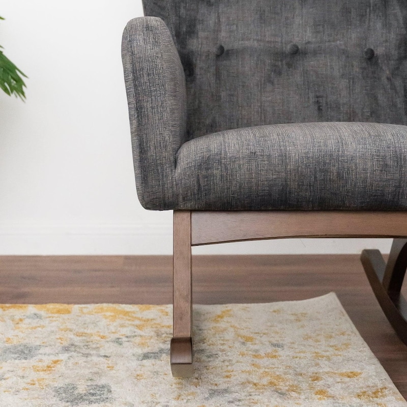 GDF Studio - Alistair Solid Wood Rocking Chair with Stain Resistant Fabric - 36"W