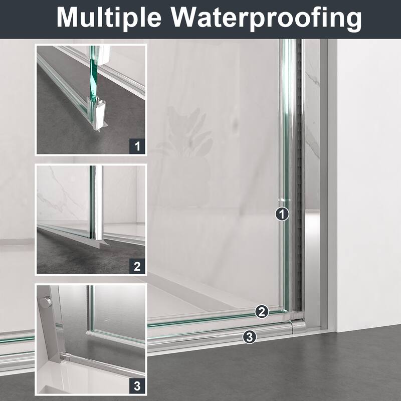 24" W x 72" H Semi-Frameless Circular Pivot Shower Door With 1/4" (6mm) Thick SGCC Tempered Glass