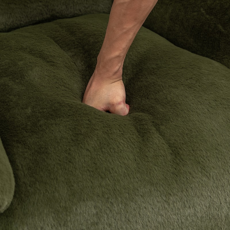 Comfy Bean Bag Sofa With Back Support, With Footstool,Faux Fur Bean Bag Chair For Adults And Kids