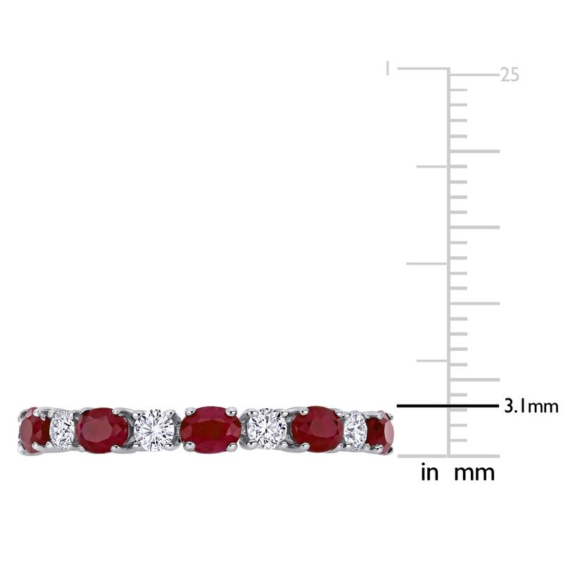 Miadora Oval-cut Ruby and Diamond Stackable Full-Eternity Band in 14k White Gold