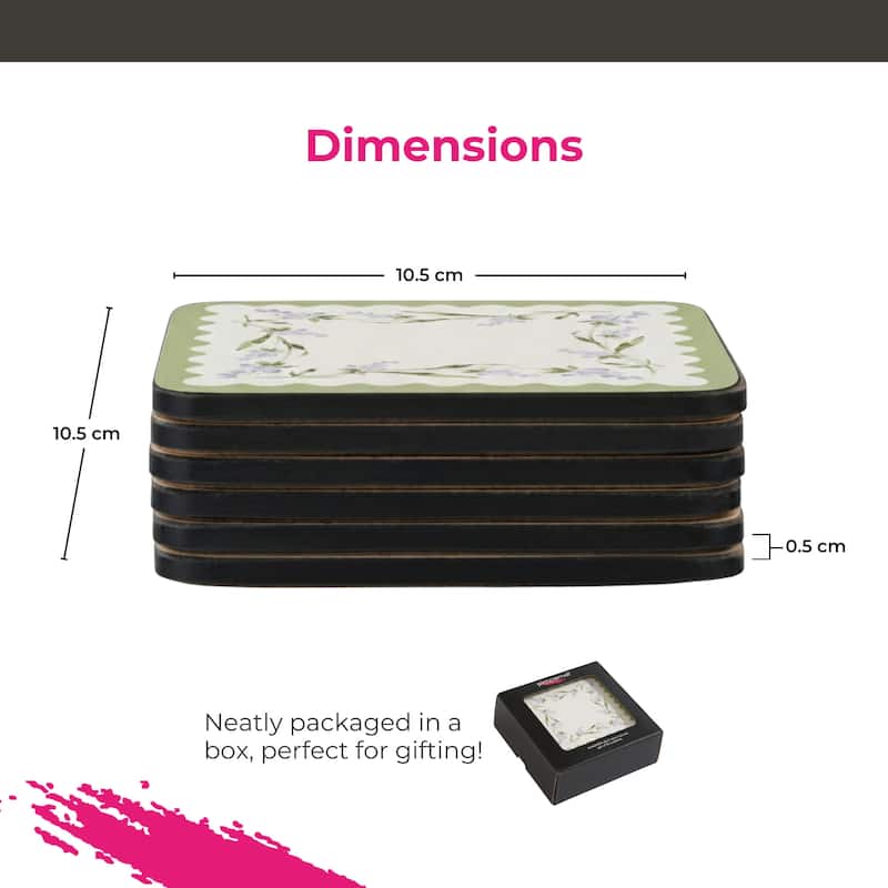 Portmeirion Set of 6 Lavandula Coasters - 4 x 4 in