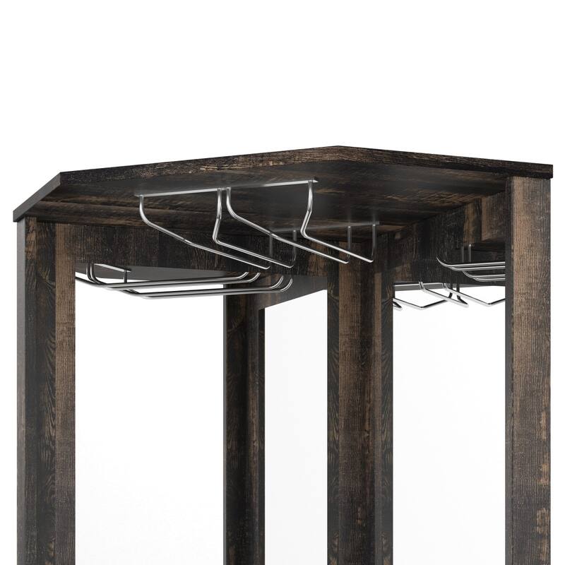 72" Tall Farmhouse Bar Storage Cabinet with Barn Door, Acrylic Mirror and Glass Rack